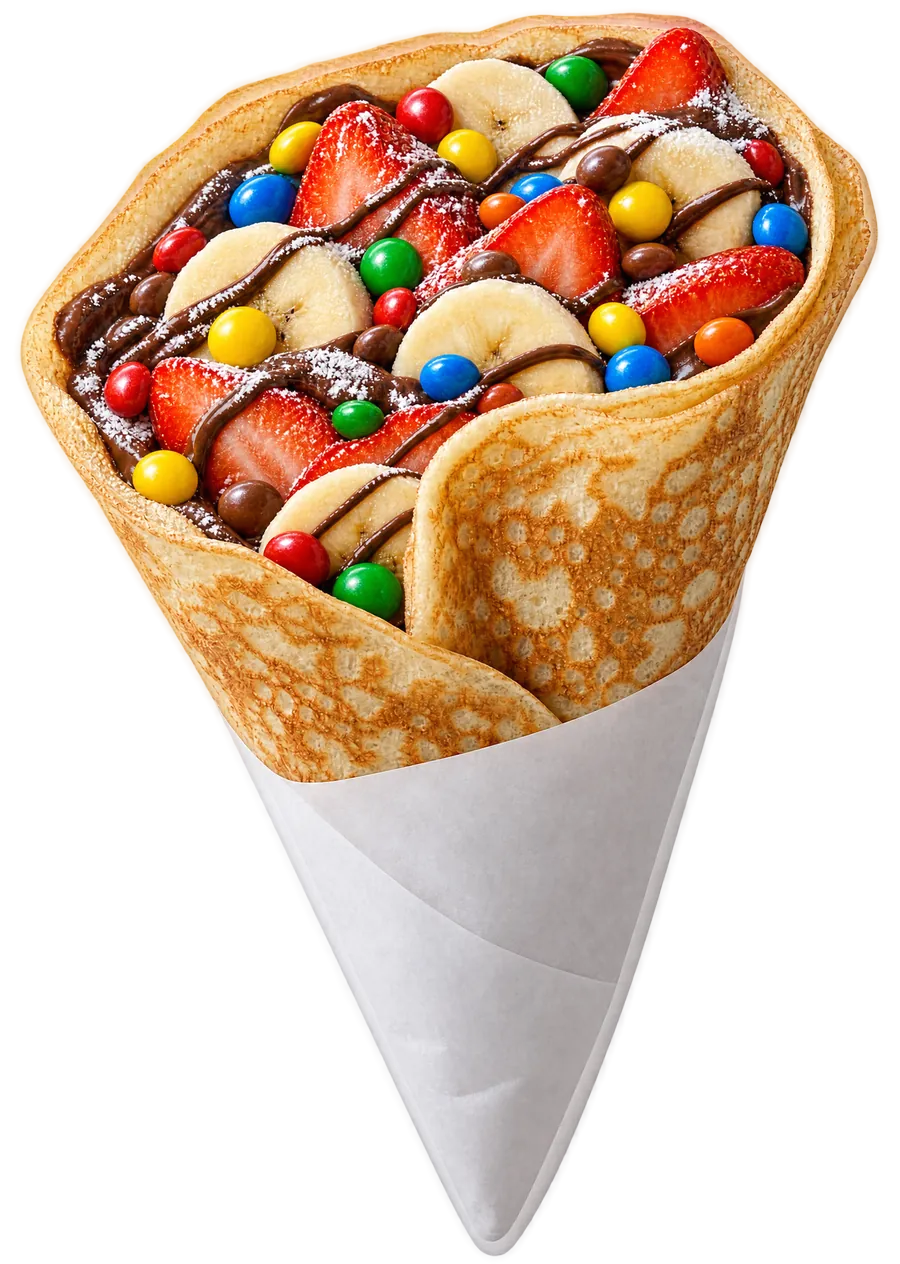 The Colorful Treat: Nutella, banana, strawberry and M&M's