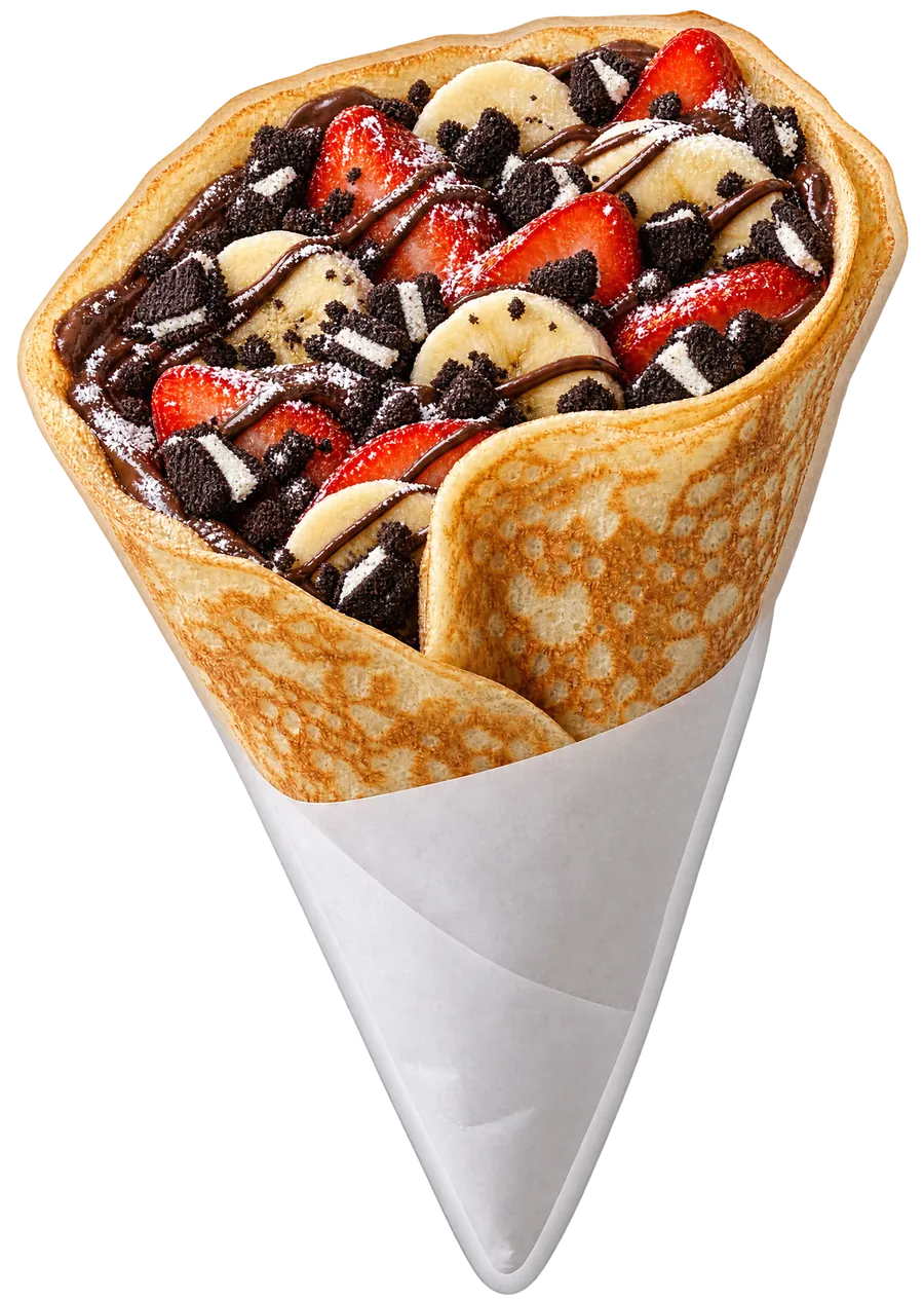 The Oreo Delight: Nutella, banana, strawberry and Oreo